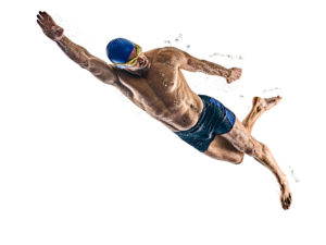 man sport swimmer swimming isolated white background